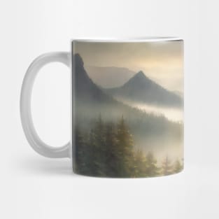 foggy fir forest Mug